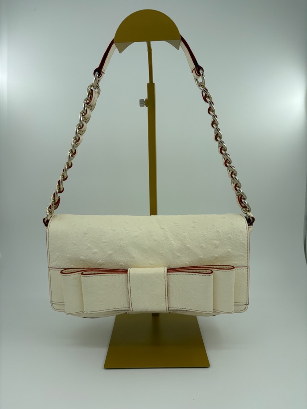 kate spade Cream Shoulder Bag with Bow and Chain Strap Accent